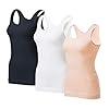EUYZOU-Womens-Tummy-Control-Shapewear-Tank-Tops-Seamless-Body-Shaper-Compression-Top EUYZOU Women's Tummy Control Shapewear Tank Tops - Seamless Body Shaper Compression Top - Black/White/Nude 3pk L