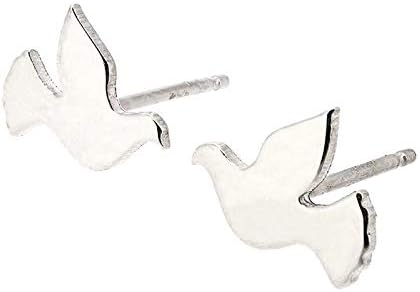 Dove Bird Stud Earrings Polished Sterling Silver Handmade in USA