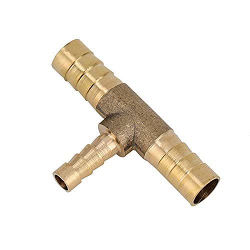 Pysrych Brass Hose Barb Fitting Reducing Tee 5/8 Inch Barbed X 3/8 Inch Barbed X 5/8 Inch Barbed Reducer T-Fitting 2Pcs thumb #3