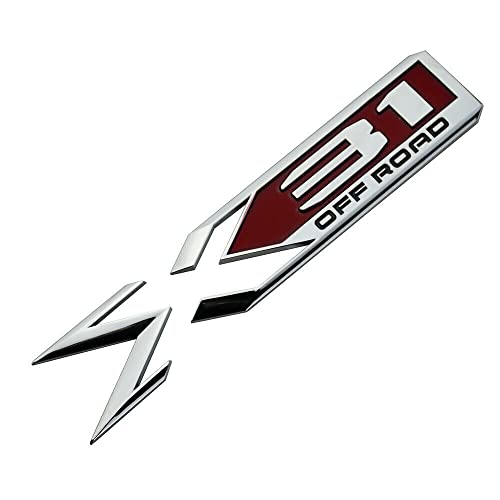 Image of Pair Set Sierra 1500 X31 Off Road Emblems 3D Rear Bodyside Truck Bed Decal Badge Nameplate Replacement for 2019-2022 Sierra 84682662 (Chrome Red)