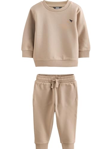 NEXT Jungen Logo Jogginghose und Sweatshirt im Set Stein 80-86
