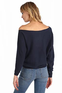 Image of Minnie Rose Womens Long Sleeve Off the Shoulder Cashmere Pull On Sweater