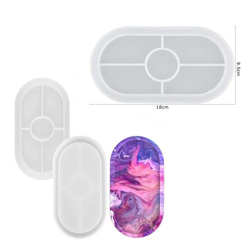 Image of 400g DIY Epoxy Resin Art Materials Kit for Making Oval Capsule Tray with Silicone Mould, 6 Glitters, Gold & Silver Flakes & 3 MICA Color Pigments for Beginners (3:1 Raisin to Hardener)