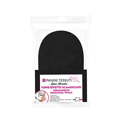 Panini Tessuti - Suede effect patches worked with flocking process - Thermoadhesive Total resin - Size: 16x10,5 - Applications - Haberdashery - Patch - Patch Cover