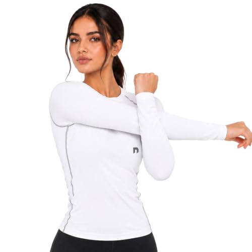 Image of NEVER LOSE Women Compression T-Shirt Top Plain Athletic Fit Multi Sports Cycling, Cricket, Football, Badminton, Gym