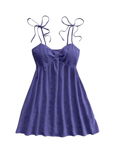 Image of SOLY HUX Women's Summer Cami Sun Dress A Line Tie Shoulder Y2k Cute Casual Short Mini Beach Babydoll Dresses
