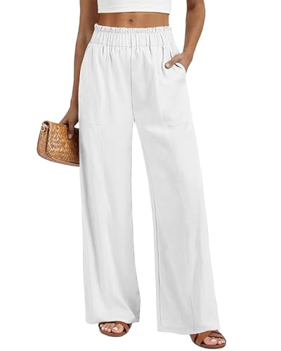 SEMARO Womens Casual Linen Feel Wide Leg Pants High...