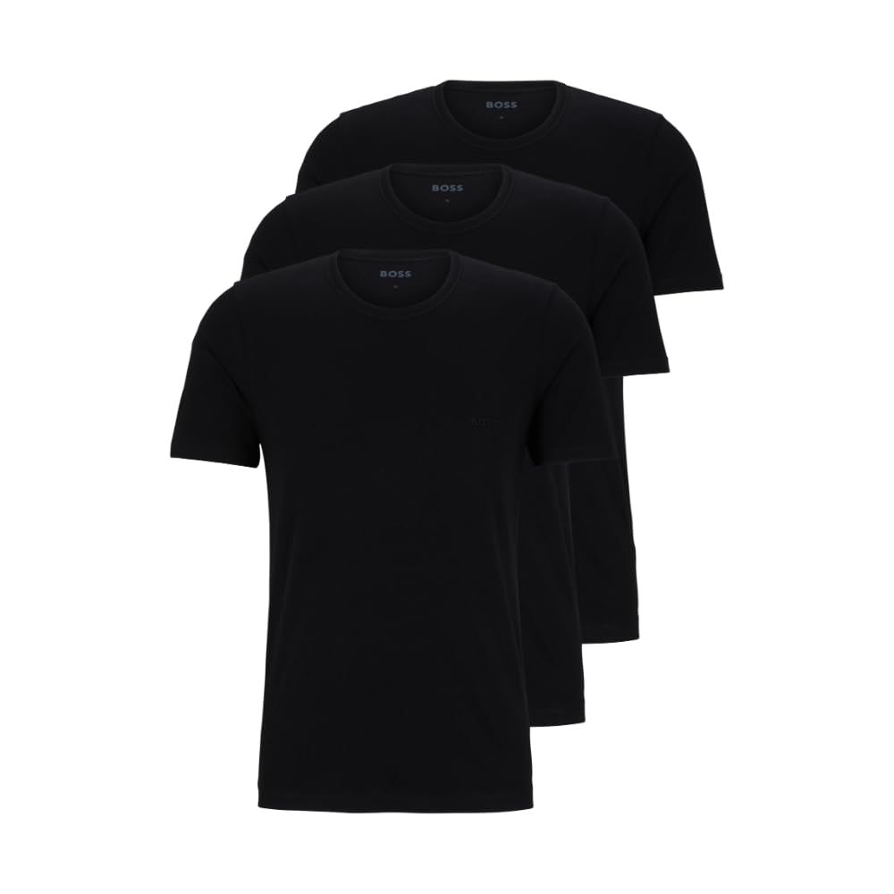 BOSS Men's Logo Embroidered Cotton Tee 3 Pack