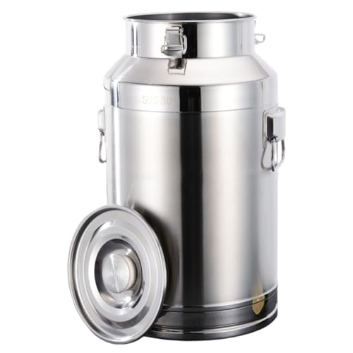 Ngbbby Milchkanne, 5 l, Edelstahl, Eimer mit Deckel und sicherer Schnalle und Hebering, rutschfester staubdichter Milchkännchen für die Aufbewahrung von Lebensmitteln, Flüssigkeiten, Wasser für den