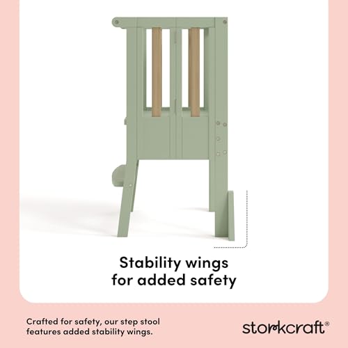 Image of Storkcraft Toddler Standing Tower Kitchen Step Stool, Sage /Driftwood