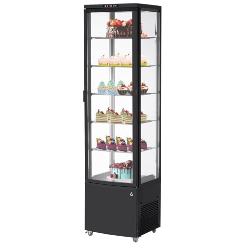 Image of 10.5 Cu.Ft Refrigerated Display Case, Floor-Standing Display Refrigerator with LED Light and Adjustable Shelves, Commercial Display Fridge with Casters for Cakes, Coffee, Bakery, Supermarkets, Store