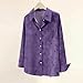 Heart Print Blouses for Women Roll Up Long Sleeve V Neck Collared Shirts Cotton Linen Fashion Dressy Tops Purple