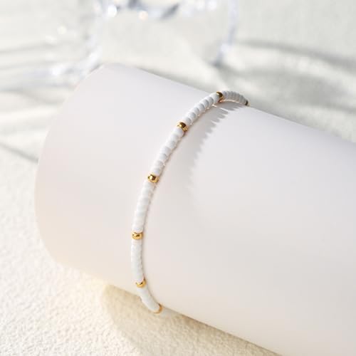 Image of Starain Small Bead Anklets for Women Beach Foot Ankle Bracelet Cute Colorful Boho Beaded Anklets 8 inches