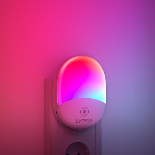 Lyridz Nachtlicht Steckdose mit Dämmerungssensor, Dimmbare Farbwechsel RGB LED...