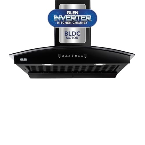 Glen 90 cm 1600 m³/hr Filterless Thermal Autoclean Kitchen Chimney, Curved Glass |(Hood FABIA 90, Heat Sensor| Aeration technology|Touch & Gesture Control,Black) view 1