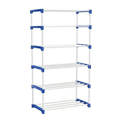 Image of 6 Tier Shoe Rack with Shelf, Thick Strong Pipes for Heavy Load Multipurpose Organizer Rack Shoe, Cloth & Book Storage Shelf for Home, Balcony, Living Room & Workspace
