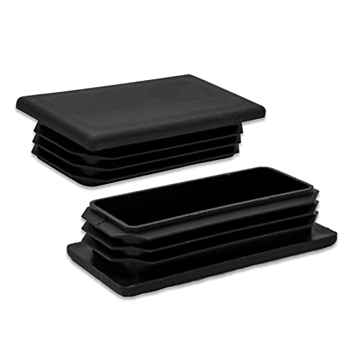Image of Flyshop 8 Pack Black Chair Glide Inserts Plastic Plugs Rectangle Pipe Tubing End Caps 40 x 60 mm, 1-9 /16 inch x 2-3 /8 inch
