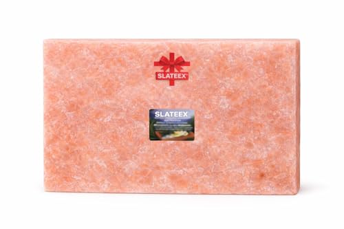 Slateex Piedra de sal del Himalaya XXL, 40 x 20 x 5 cm, gran placa de sal para asar y asar, apta para alimentos, natural y sin productos químicos, para barbacoa y cocina