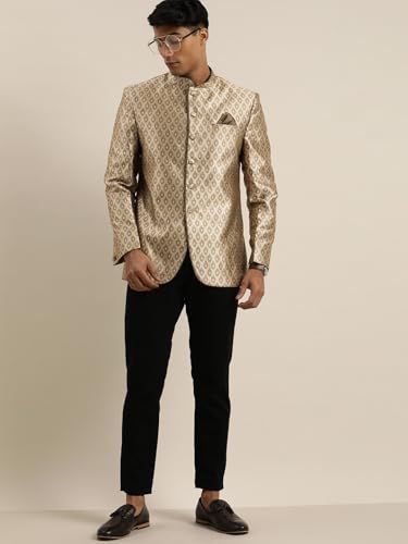 Image of VASTRAMAY Men's Banarasi Brocade Slim Fit Jodhpuri | Handcrafted Ethnic Outfit with Mandarin Collar