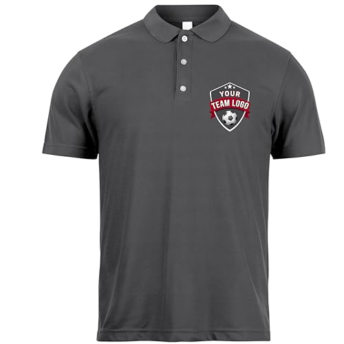 Polo Hombre Manga Corta de Fútbol | Regalo Personalizado con tu Nombre y Número | Emblem 2026 (M Grafito Solo Logotipo del Equipo)