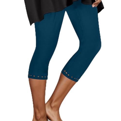 Vhersily Leggings Capri de niña elásticos de cintura alta para niños pantalones de yoga de color liso de algodón elástico medias 3/4 cortas, sueltas para Night Club Thai Fisherman Pants, turquesa, XXL