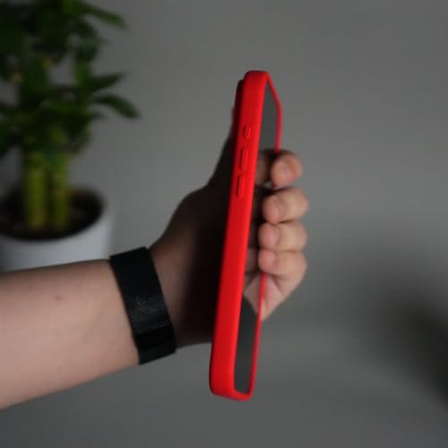 Image of Liquid Silicone Shockproof Back Case and Cover Compatible with Apple iPhone 17, Matte Finish, Slim Protective Cover, Sports car Logo (Red)