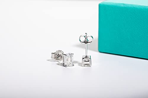 AnuClub 1.2-4cttw 10K Post Princess Cut Moissanite Stud Earrings for Women, D Color VVS1 925 Sterling Silver Earrings2