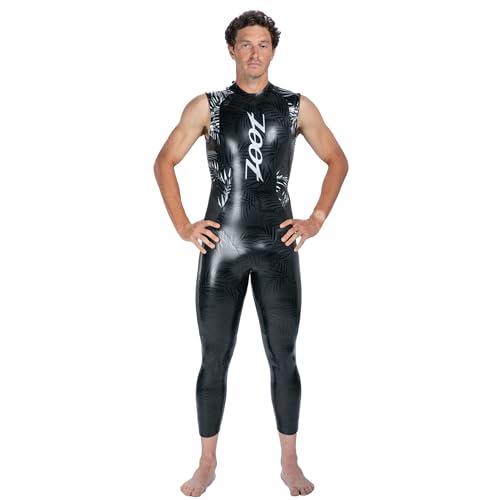 Zoot Mens Maui Sleeveless Wetsuit No Sleeve Neoskin Neoprene Buoyancy Suit for Open Water Swim Triathlons & Training - Silver Palm - Large