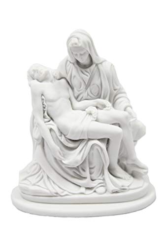 Estatua Pieta de 10.5" en mármol blanco