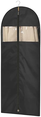 Moucas Dress Bags for Gowns 65 Long Garment Bags for Hanging Clothes Foldable Dress Cover with Clear Window Ideal for Formal Dresses & Coats (Black 1 Pack)