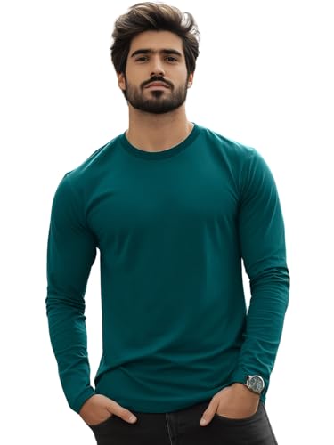 Image of Veirdo Pure Cotton Round Neck Regular Fit Solid Full Sleeve T-Shirt for Men & Boys (Available in Black, Cork, Green, Maroon, Navy, Swanwhite & White Color)