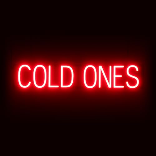 Image of SpellBrite LED Neon COLD ONES Sign for Business - Red, 34 inch x 6 inch | Ultra-Bright Click-Together Signage for Bars & Restaurants, with Visibility from 500 ft - 8 Animations, 6 Brightness Levels