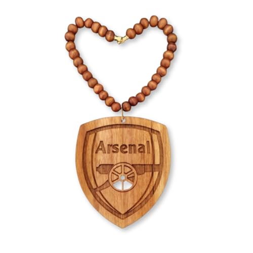 Image of Arsenal FC Car Hanging | Double-Sided Engraved Arsenal Logo for Rear View Mirror | Premium Teakwood Car Charm | Football Fan Gift & Car Decor