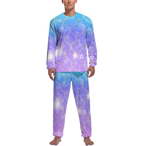 Pyijama homme ensemble haut et bas manche longue en motif écailles de sirène original