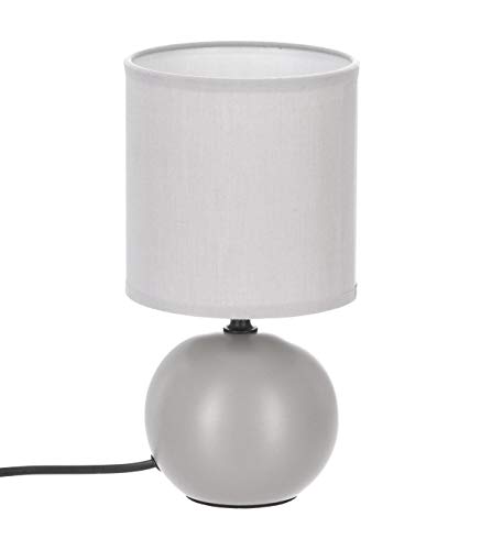 Atmosphera - Lampe en Céramique Pied Boule Gris Mat H 25 cm