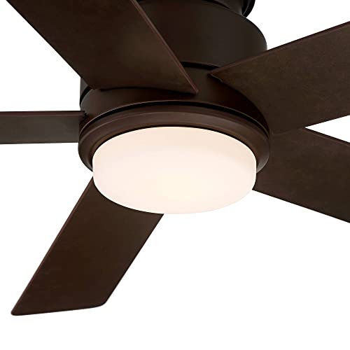 Casa Vieja 52" Grand Palm Modern Outdoor Hugger Ceiling Fan with Dimmable LED Light Remote Control Oil Rubbed Bronze White Opal Glass Damp Rated for Patio Exterior House Porch Gazebo thumbnail 3