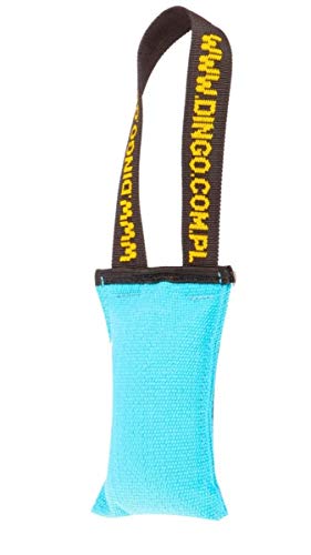 Dingo Hundespielzeug Beisswurst Agility Baumwolle mit Griff handgefertigt für Bisstraining Apportieren Schwimmend Schwimmfähig 15 x 6 cm Blau 15602