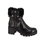 MANAS Manas Carnia Stiefeletten mit Absatz, gefüttert, mit Reißverschluss an der Seite, Schwarz - Schwarz - Größe: 36 EU