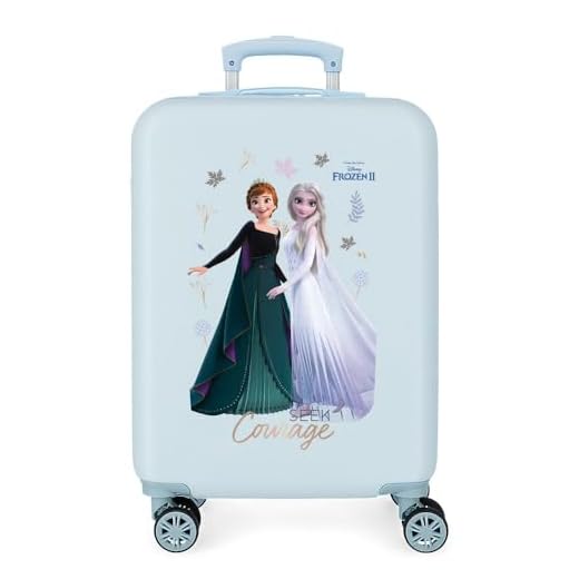 Disney Frozen Seek Courage Maleta de cabina, Azul, 34 x 55 x 20 cm, Rígida ABS, Cierre de combinación lateral, 32 L, 2.62 kg, 4 Ruedas, Doble Equipaje de Mano
