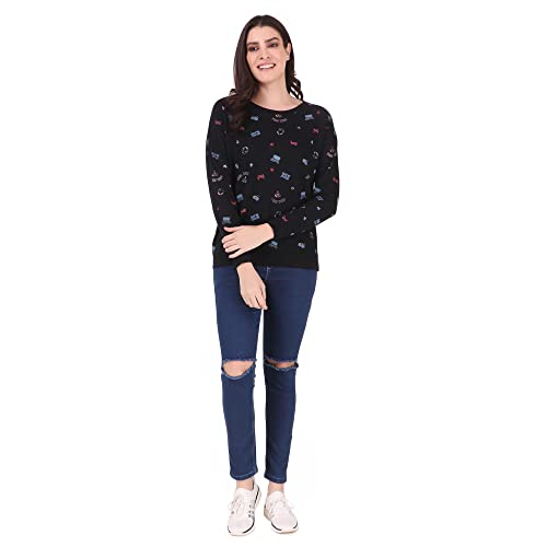 Image of Stories.Label Women Sweatshirt Full Sleeve | 100% Cotton Printed Winter Wear for Women | Casual Round Ribbed Neck Pullover Graphic Sweatshirt Tops | Regular & Plus Size (S-5XL)