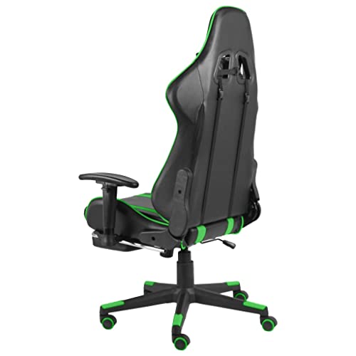 Sedia da Gaming Girevole con Poggiapiedi Poltroncina Relax Arredo Moderna Elegante Robusta Lavoro Relax Arredo Arredamento Casa Verde in PVC - Sedia gaming - Immagine 4