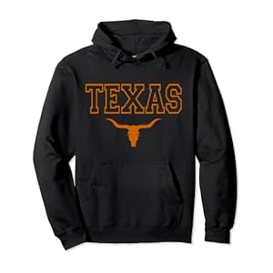 Texas TX USA Bull America Font Pullover Hoodie