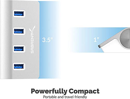 Sabrent 4 Port Usb 3.0 Hub Unibody Aluminum Portable Data Hub With 2.5Ft Usb 3.0 Cable For Imac, Macbook, Macbook Pro, Macbook Air, Mac Mini, Or Any Pc [Silver] (Hb-Mac3) #TOP5