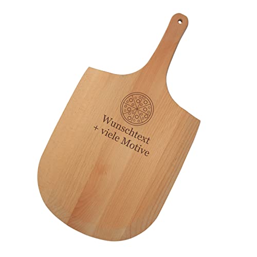 Premium Pizzaschieber Holz mit Gravur - Wunschtext + Motiv - Pizzaschaufel, Pizzawender, Pizzaheber für Pizzastein, Grill, Backofen - Pizza Geschenk von Geschenkissimo