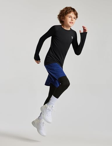 Baleaf BALEAFABD2870308319MA Boys Compression Shirt Long Sleeve Youth Undershirts Kids Football Baseball Baselayer Cold Gear Quick Dry Black Size M thumb #5