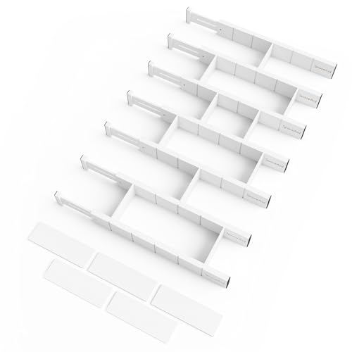 SpaceAid Bamboo Drawer Dividers with Inserts and Labels, Kitchen Adjustable