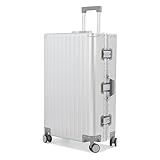 Sindermore 28-inch Aluminum Checked Suitcase: Silver - Full Metal Shell - Crush-Resistant & Burst-Proof, TSA Lock & Spinner Wheels for Business Travel - Men Women