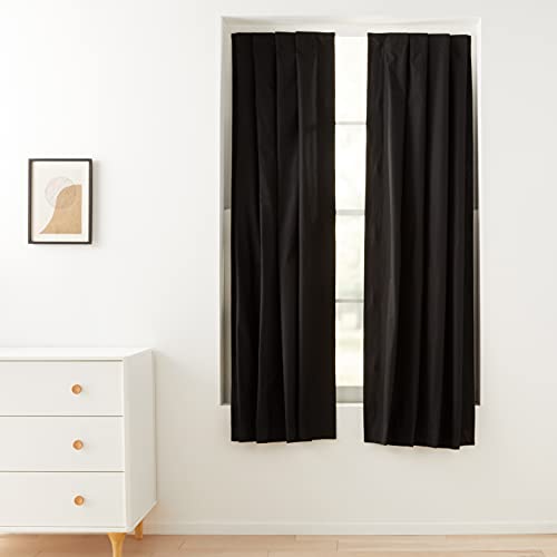 Image of Amazon Basics Portable Energy Saving Noise Reducing Blackout Curtain Shade with Suction Cups, Fits Windows, 50 inchW x 78 inchL, Black, 2-Pack