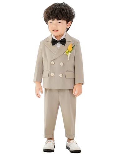 Costume 3 pièces garçon veste double boutonnage et motif chevrons chic