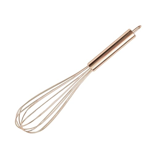 Batidor de alambre de metal dorado duradero con mango ergonómico, ideal para panaderos caseros y chefs profesionales, herramienta para hornear, látigo con agujero para colgar